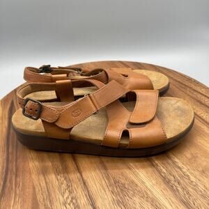 SAS Huggy Sandals Womens Size 11 N Caramel Brown Leather Tripad Comfort Shoes